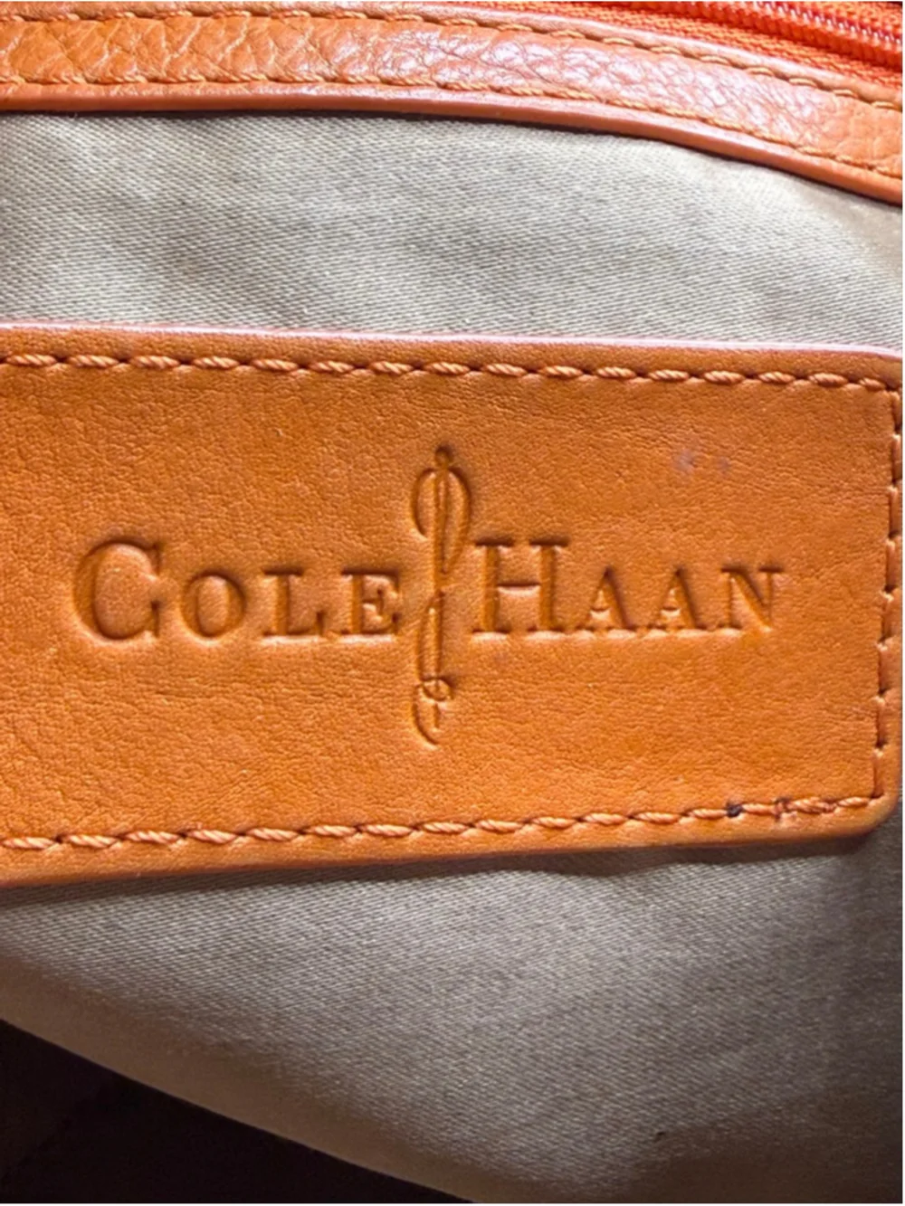 Cole Haan Orange Woven Leather Tote Bag